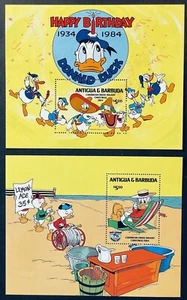 ANTIGUA 1984 DONALD DUCK 50TH ANNIVERSARY & CHRISTMAS DISNEY STAMPS 2 SS MNH - Picture 1 of 3