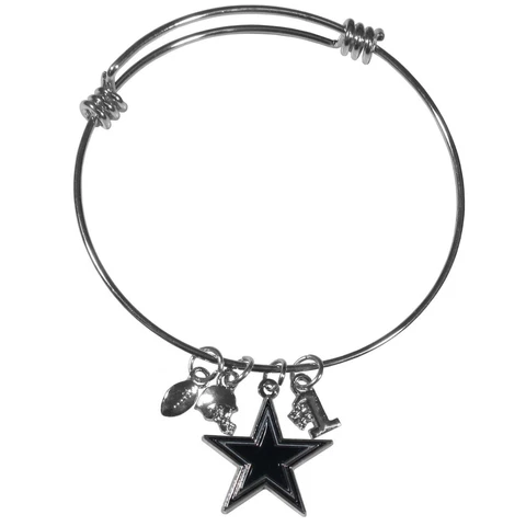 Dallas Cowboys Wire Bangle Bracelet with Charms NFL Football Jewelry Cover