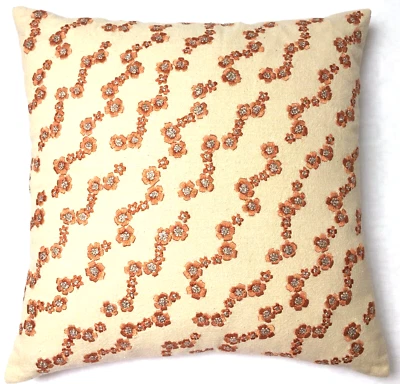 Anke Drechsel Kissen Crem Teil Metallic Bestickt Naturseide Cushion Pillow Beige - Bild 1 von 4