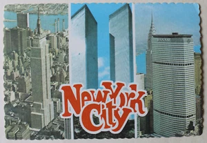 New York City - Empire State, Twin Towers, Pan Am Vintage Postcard posted 1980 - Bild 1 von 2