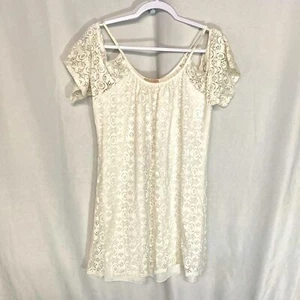 GB Gianni Bini Blanco Encaje Hombro Frío Mini Vestido Top L - Imagen 1 de 9