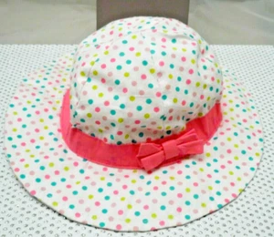 Orchestra chapeau blanc motif pois rose multicolore noeud rose bébé 18 mois - Picture 1 of 3