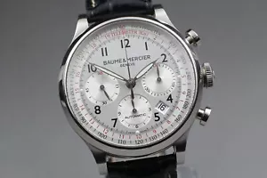 Baume & Mercier Capeland Chronograph 65687 42mm Automatic Watch SS Leather Strap - Picture 1 of 13