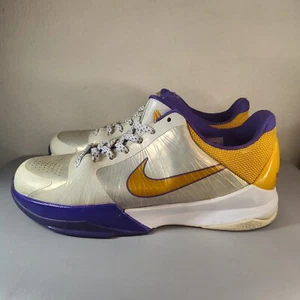 Nike Zoom Kobe V 5 Home 6.5 Y White Del Sol Purple Yellow 386647-100 Lakers Rare - Picture 1 of 12