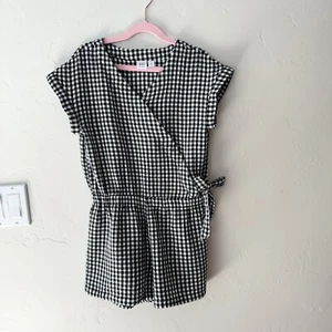 Gap Girls Romper Black White Gingham Checked Plaid Size 10 - Picture 1 of 4