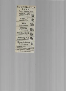 ROCKY SPRINS PARK, LANCASTER,PA VINTAGE COMBINATION TICKET STRIP - Imagen 1 de 2