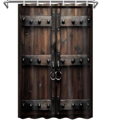 Rustic Black Door Stall Shower Curtain Fit Camping RV Curtain Door Narrow Size - Image 1 of 4