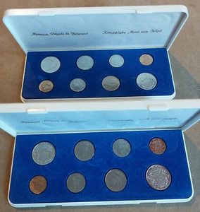 BELGIUM 1977 Lot of 2 Lovely GEM UNC 8 Coin Uncirculated Mint Sets 1 5 10 Franc - Picture 1 of 4