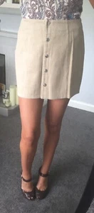 ❤️Forever 21 Size Large 28" W Cream Rayon Cotton Corduroy Mini Button Up Skirt❤️ - Picture 1 of 5
