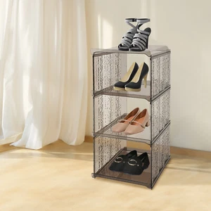 Estante organizador de exhibición de almacenamiento de piso de zapatos de 4 niveles gabinete de almacenamiento vertical para zapatos - Imagen 1 de 15