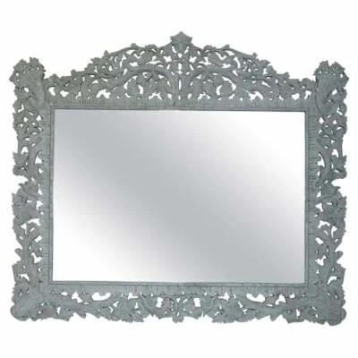 LARGE ANTIQUE HAND CARVED & PAINTED BURMESE LIBERTY'S LONDON OVERMANTLE MIRROR - Image 1 of 4