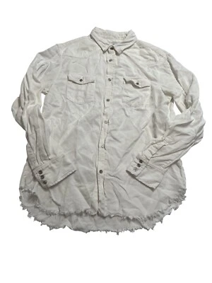 Camisa con dobladillo deshilachado delantero con botones IRO en blanco Foto 1 de 3