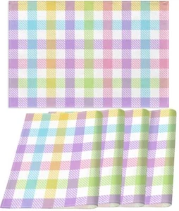 Linen Easter Buffalo Check Plaid Placemats Set of 4 Rustic Spring Place Mats ... - Picture 1 of 6