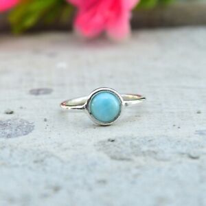 Larimar  Gemstone 925 Sterling Silver Handmade Mothers Day Gift Ring All Size
