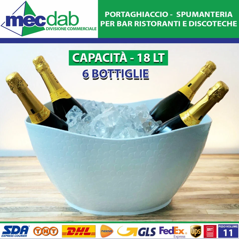 Spumantiera Porta Bottiglie SAN 18 LT Bianco Nero trasparente 47 x 30 x H 24 Cm - Immagine 1 di 1