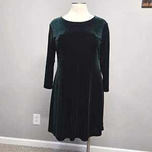 Womens Green Velvet Dress Plus Size 16W Whimsigoth Fairy Iridescent Stretchy VTG - Picture 1 of 8