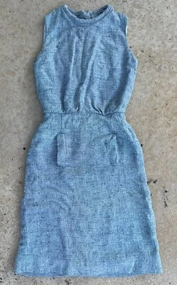 Vintage 1960s Blue Tweed Wiggle Dress Mod Gogo Size XS 60s Knit Tailored Dress - Image 1 of 4
