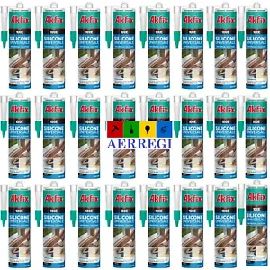 24 SILICONE TRASPARENTE ACETICO CARTUCCIA 280ML ADESIVO SIGILLANTE RESISTENTE - Foto 1 di 5