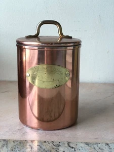 Vintage Copper-Plated De La Cuisine Kitchen Canister / Storage / Jar - Picture 1 of 18