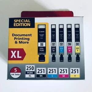 Original Canon 250xl Schwarz & 251 Cyan Magenta Gelb Farbe Tintenpatronen OEM - Bild 1 von 4