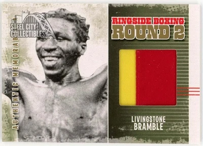 Livingstone Bramble 2011 ITG Ringside Boxing Gold Trunk Card AM53 /10 Yellow&Red - Image 1 of 2