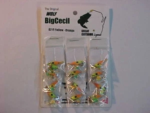 12 NUEVAS PLANTILLAS DE PESCA GRANDE CECIL WOLF HIELO talla 8 DORADO NARANJA CHARTREUSE PERCHA - Imagen 1 de 6