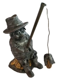 Vtg. Michael Ricker Pewter Fishing Pig W/ Corn Cob (1997~ #7), & Tree Stump EUC - Picture 1 of 10