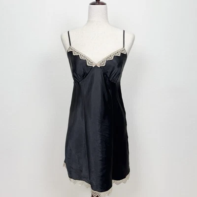 GIlligan & O'Malley Y2K Vestido sin Mangas de Satén para Mujer Mediano Negro Coqueta Lencería Foto 1 de 4