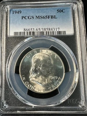 1949 Franklin Half Dollar PCGS MS65FBL   MS 65 FBL   Full Bell Lines   #4317 - Image 1 of 2