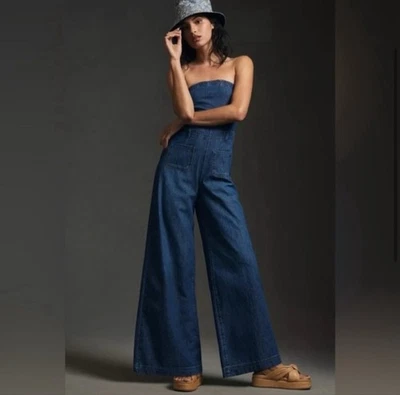 NWT Anthropologie Sleveless Denim Jumpsuit Size Petite 2 Women's - Image 1 of 4