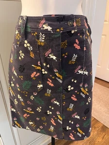 Boden Floral Cord Minirock lila blau Kaninchen Fuchs Academia US 8L - Bild 1 von 6