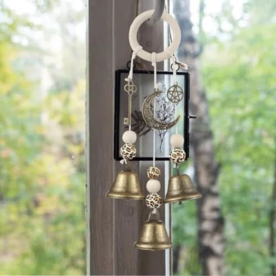Vintage Style Witch Bells Wind Chime with Key and Crescent Moon for Home - Image 1 of 4