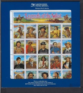 c1994 - USA Scott 2870 Legends of the West Error Sheet - in Sleeve - Cat= $125 - Picture 1 of 1