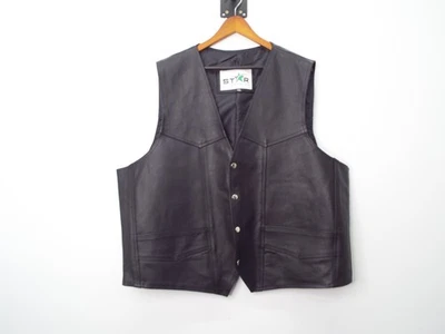 Star Enterprise Black Leather Waistcoat Size 6XL 55cm                       JL15 - Image 1 of 4