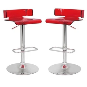 Home Square 2-Piece Furniture Swivel Adjustable Bar Stool Set in Red - Picture 1 of 2