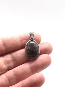 Sterling Silver 925 Black Rutilated Quartz Statement Pendant - Picture 1 of 5