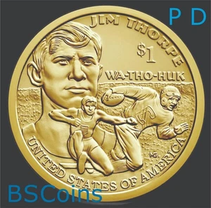 2018 P&D NATIVE AMERICAN Sacagawea Jim Thorpe Dollar TWO Coins - Ship TODAY!! - Picture 1 of 2