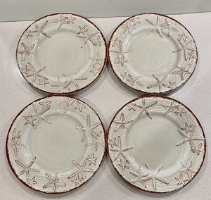 Sigrid Olsen Melamine 11 Inch Starfish Beige Brown Dinner Plates Set of 4 - Picture 1 of 5