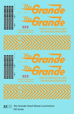 K4 HO Scale Decals Rio Grande DRGW Hood Diesel Orange Large Letter - Image 1 of 3