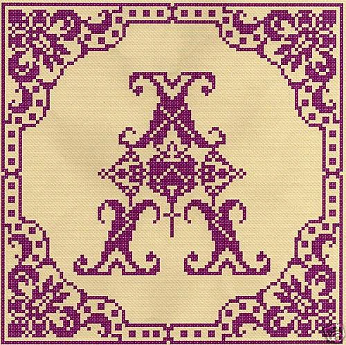 GRILLE POINT de CROIX - MONOGRAMME ANCIEN - réf: 5006