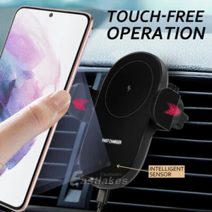 15W Fast Wireless Car Charger Automatic Clamping Holder For Apple iPhone 14 13 X - Picture 1 of 18