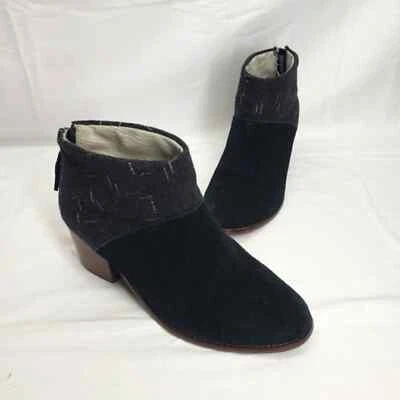 Toms leila black suede dotted wool ankle heeled bootie 9 - Imagem 1 de 4