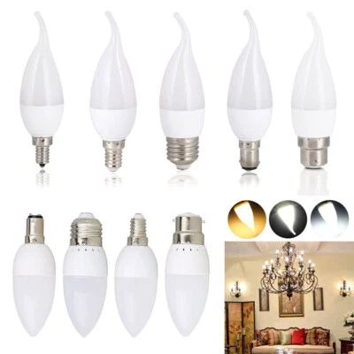 Dimmable LED Flame Candle Light Bulb 3W E27 E14 E12 B15 B22 Plastic Decor Lamps - Image 1 of 4