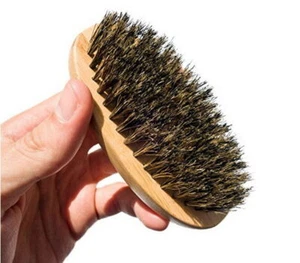 Men’s Boar Hair Beard Brush – Soft Bristle Mustache Grooming, Wooden Handle - Picture 1 of 6