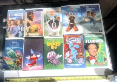 Walt Disney VHS Lot Fantasia A Bugs Life Babe Flipper Fluke Flubber CLAMSHELL - Image 1 of 4