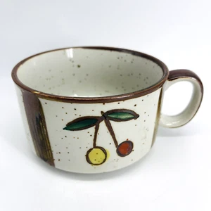 VTG MCM OTAGIRI JAPAN CHERRY FRUIT DESIGN SOUP MUG-POTTERY-BOHO-RARE PRINT-HTF - Picture 1 of 8