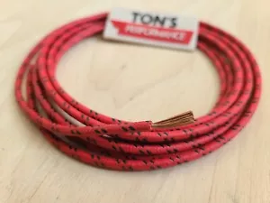Alambre primario cubierto de tela trenzada de 10 pies calibre 10 ga rojo con negro - Imagen 1 de 2