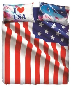 Completo Copripiumino Lenzuola Matrimoniale USA Flag Imagine Bassetti NY - Foto 1 di 1