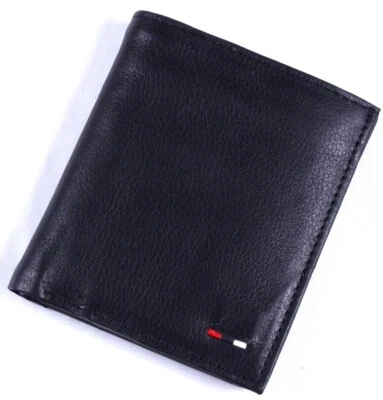 Cartera de hombre plegable de cuero genuino marrón chocolate negra 100 % hecha a mano Foto 1 de 4