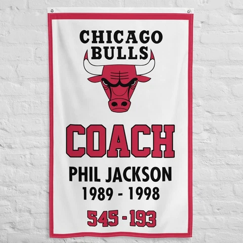 Premium Flag Phil Jackson Chicago Bulls 3x5ft Banner NBA American Basketball Fan Cover